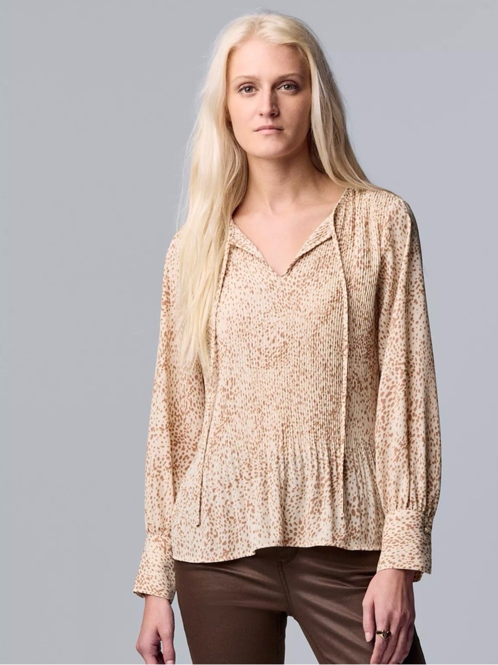#Women's Simply Vera Vera Wang Pleated Splitneck Top